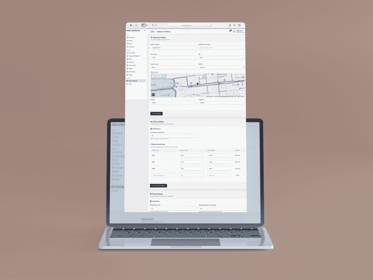 GastroFox menu card detail